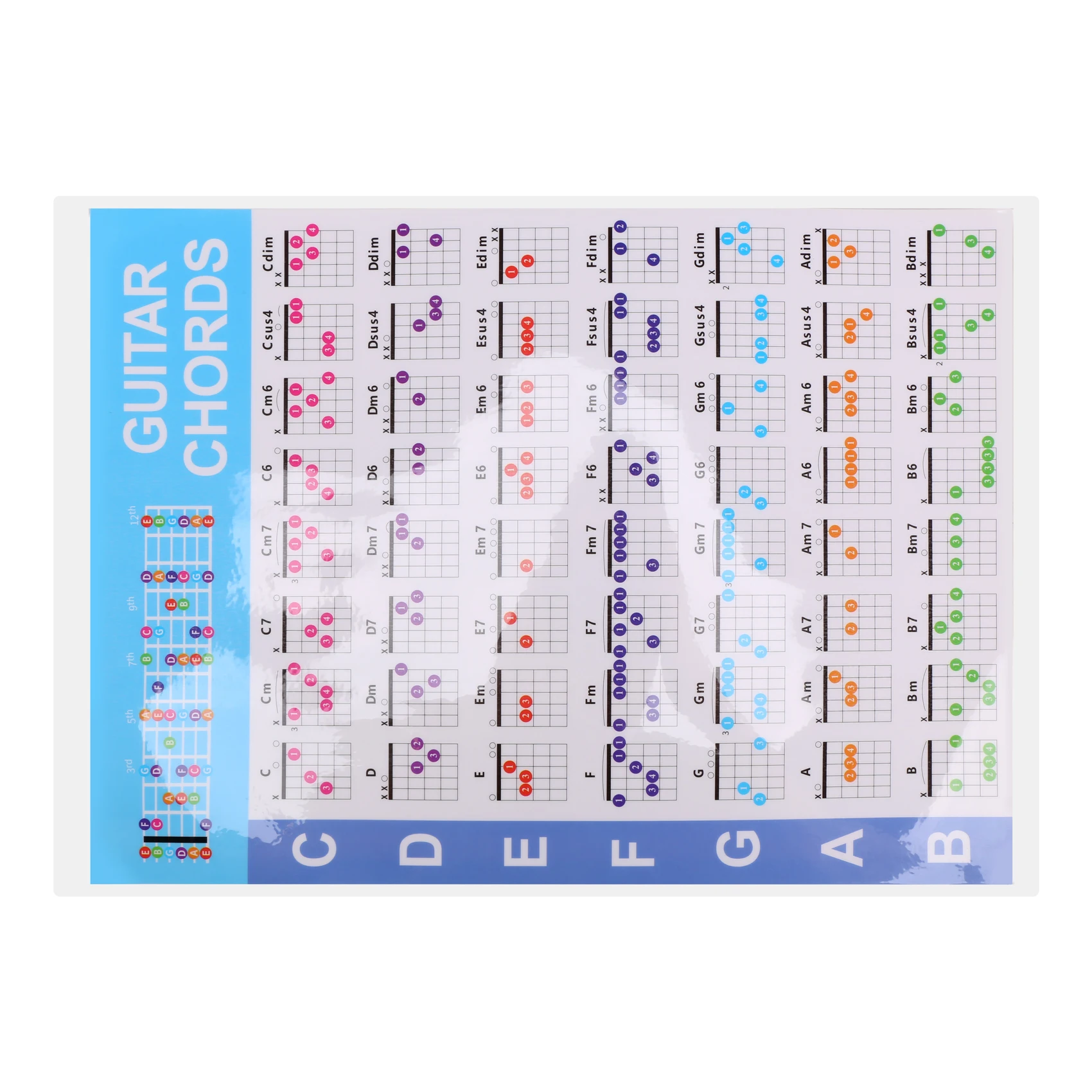 Durable Acoustic Guitar Practice Chords Scale Chart Guitar Chord Fingering Diagram Lessons Music for Guitar Beginner,S