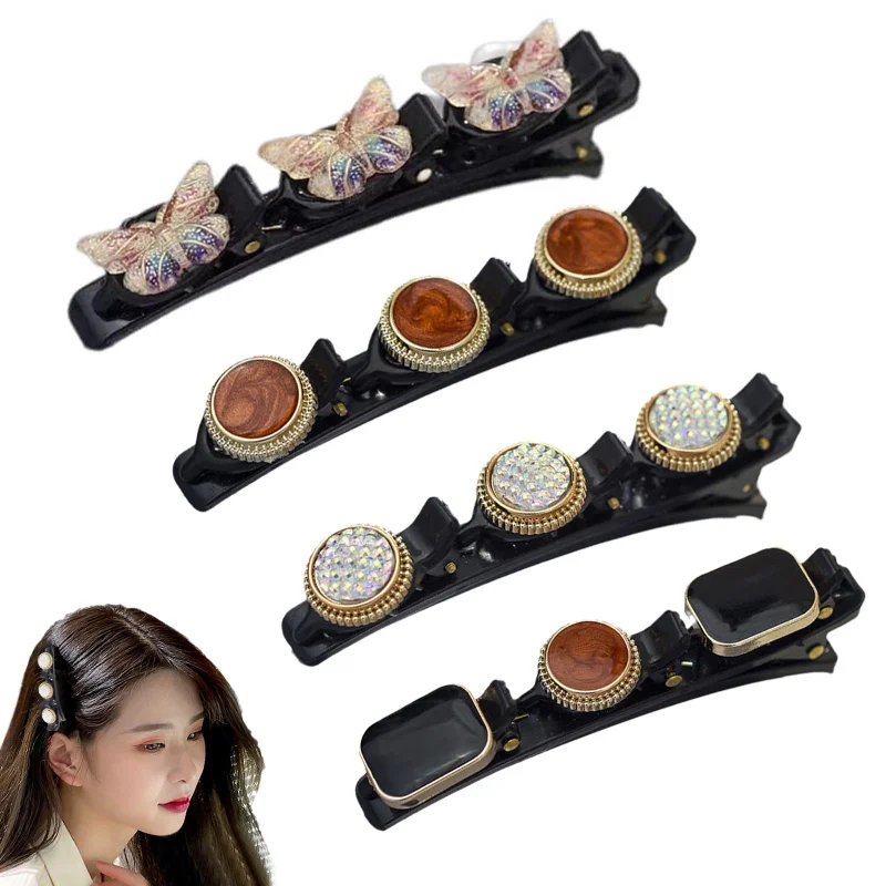 2022 New Korean Style Summer Sweet Cute Bangs Side Barrettes Elastic Hair Clip Acrylic Crystal Flowers Hair Clips For Girls