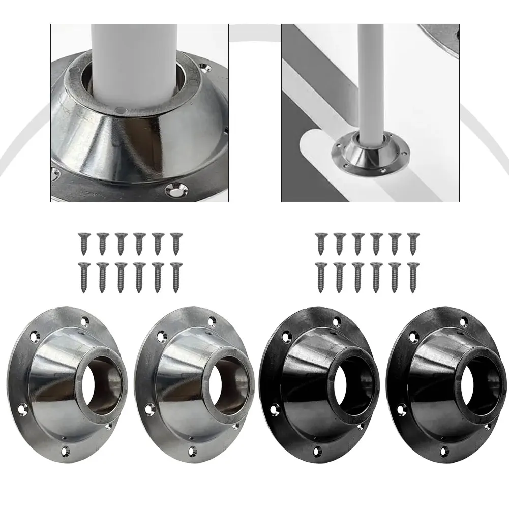 2PCS Aluminum Table Leg Base Mount For RV Boat Yacht Trailer Dining Furniture Support Accessories Black Silver