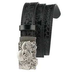 Skull Automatic Buckle Embossing Belt Men's