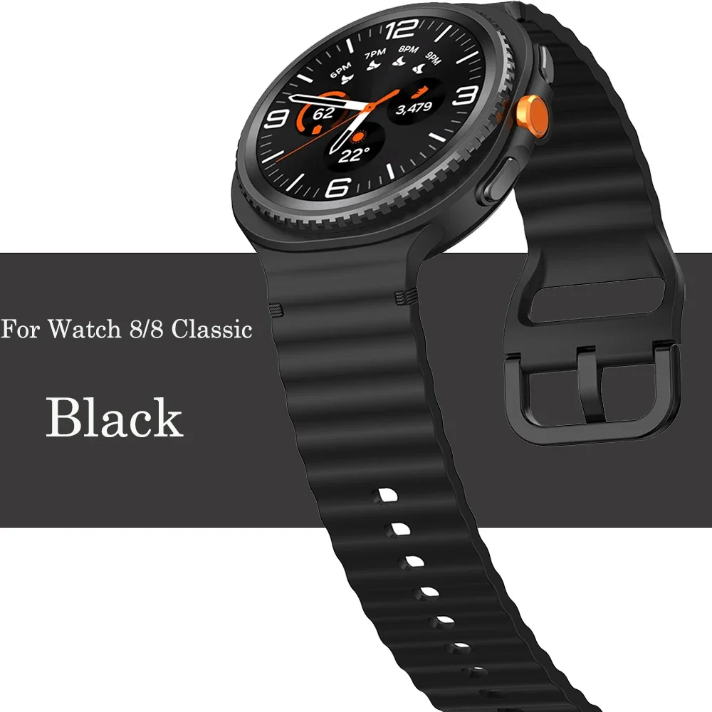 Wavy Silicone Strap for Samsung Galaxy Watch 8 40mm 44mm Sport Replacement Wristband Correa for Galaxy Watch 8 Classic 46mm Band