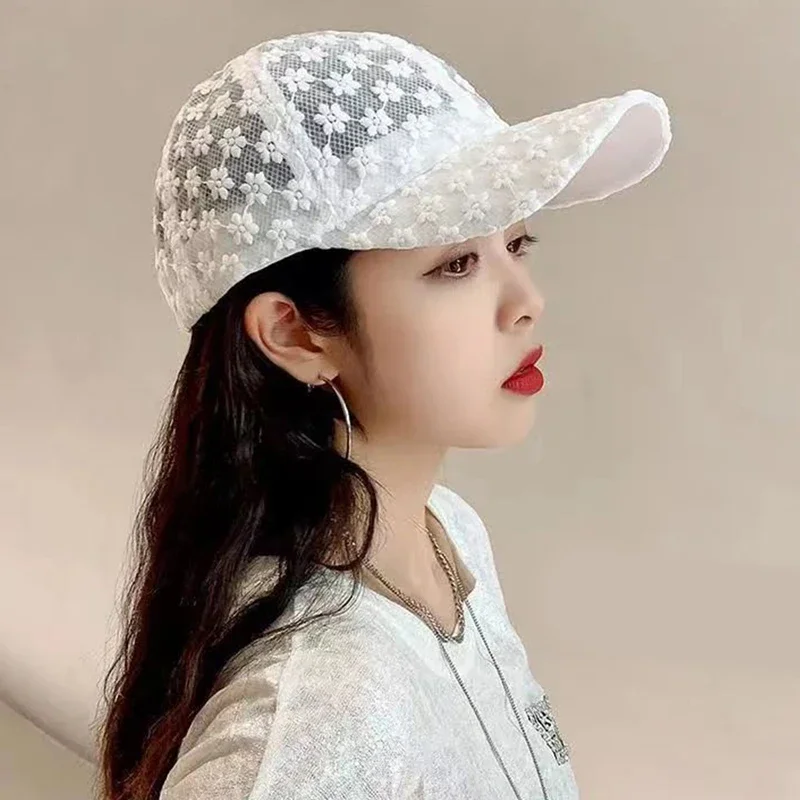 Stylish Lace Baseball Cap - Flower Breathable Snapback Mom Hat For Adults!