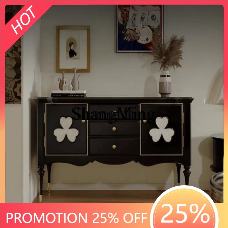 

FGretro solid wood dining side cabinet, living room decorative cabinet, entrance locker, neoclassical home storage cabinet