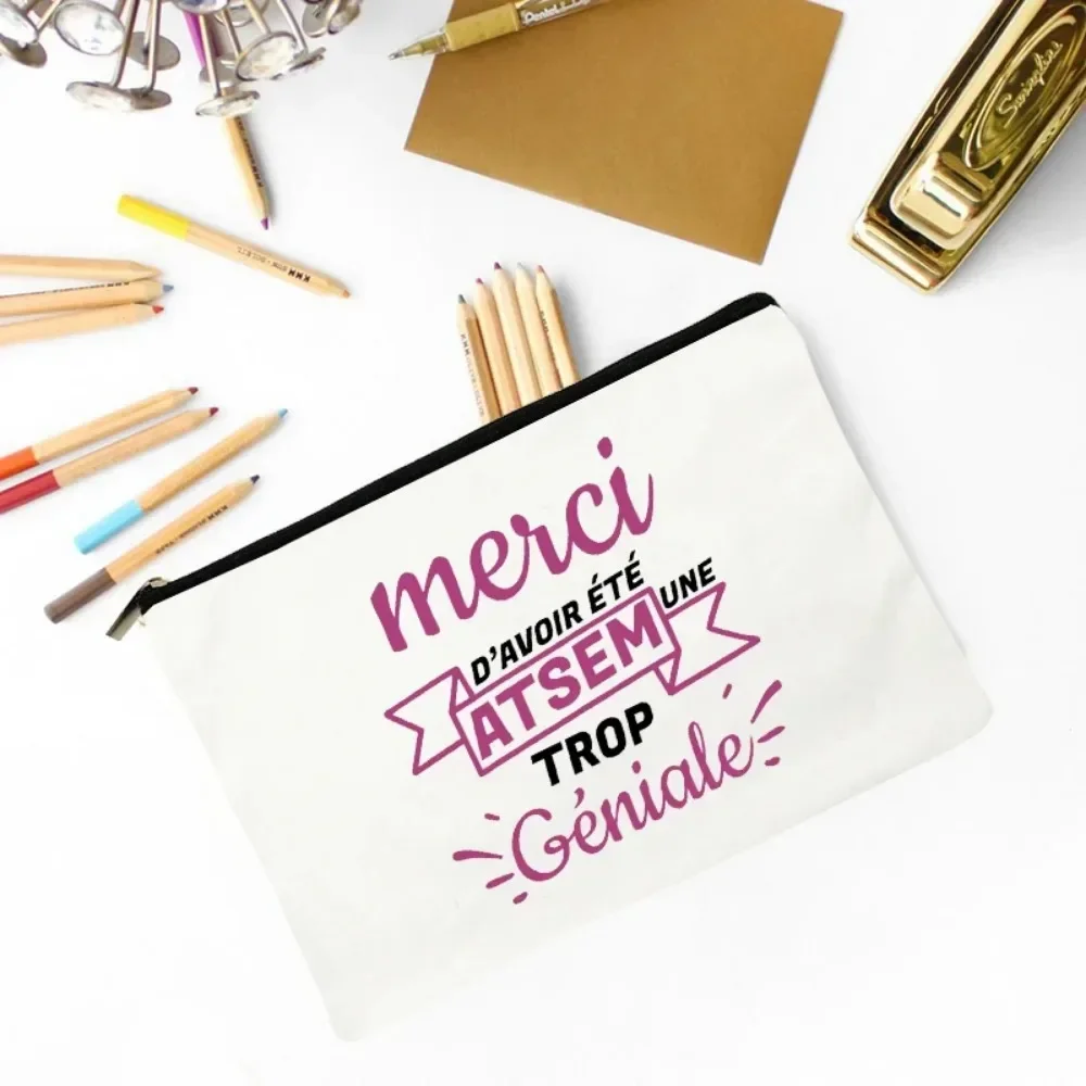 Thank You for Being Such A Great ATSEM Teacher's Make Up Merci Maîtresse Teacher Storage Bag Zipper Purse Gift for ATSEM