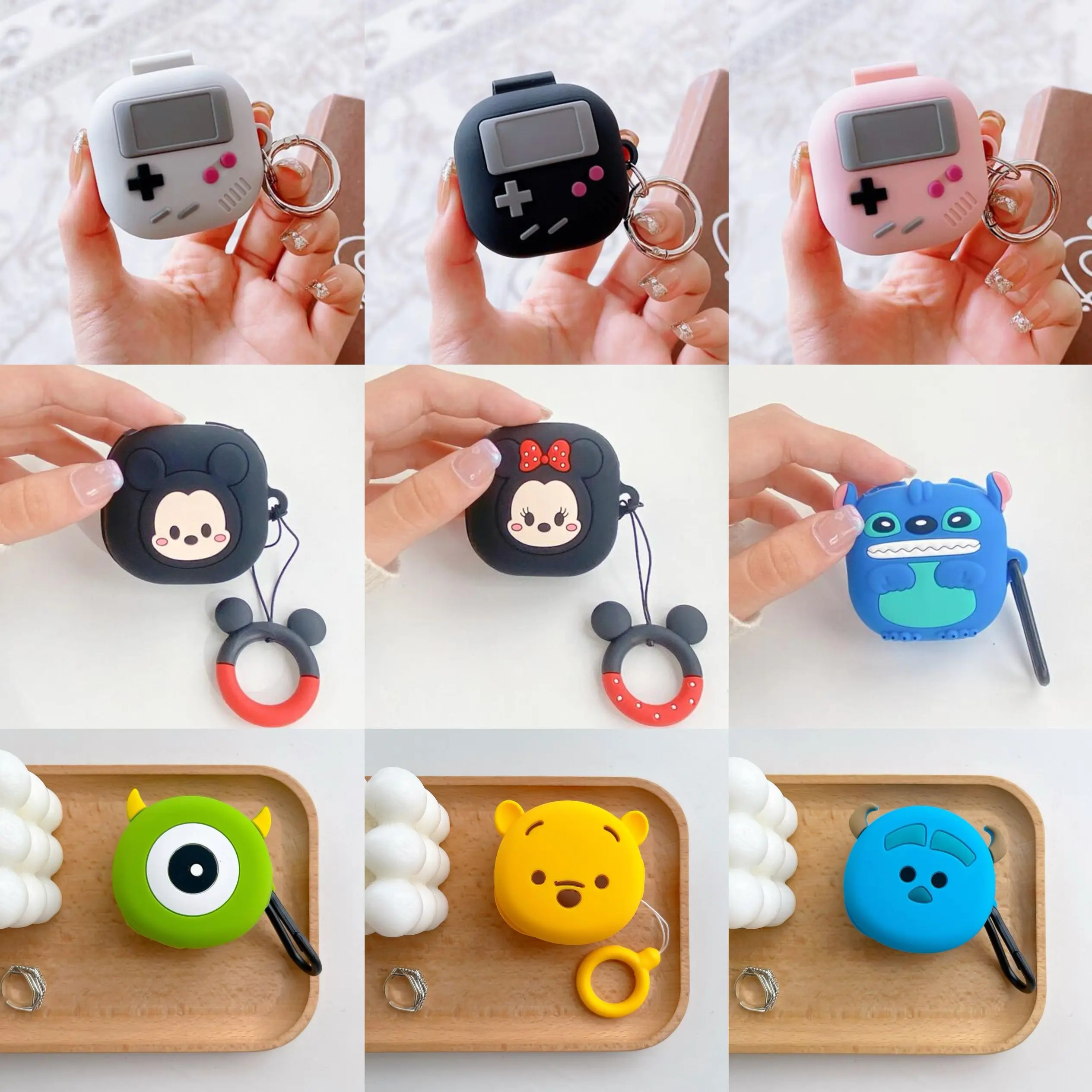 Earphone Case for Samsung Galaxy Buds Live / Buds Pro / Buds 2 / Buds2 Pro Case Cute Cartoon Stitch Minnie Earphone Accessories