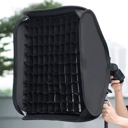 40x40 50x50 60x60 80x80cm Softbox with S1 S-Type Bracket Honeycomb Grid Bowens Mount Flash Bracket Mount Foldable Softbox