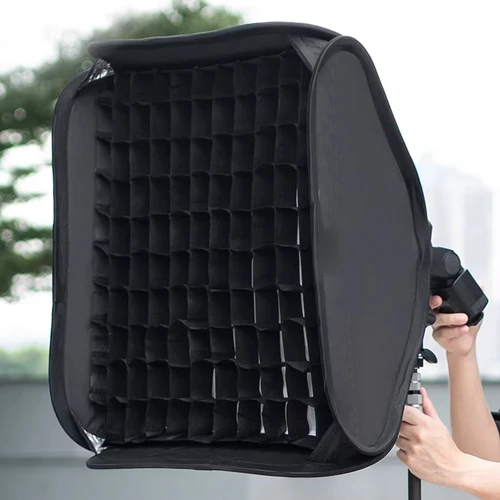 Softbox de 40x40 50x50 60x60 80x80cm con soporte tipo S1 rejilla de panal montaje Bowens soporte de Flash montaje Softbox plegable