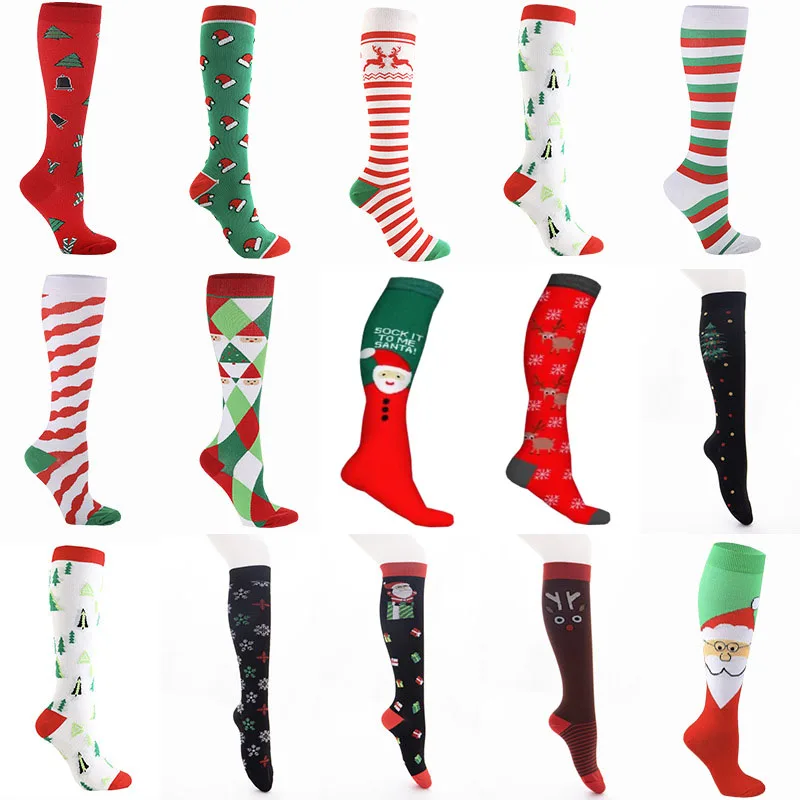 5 pairs lot pack women men elastic Christmas Compression stockings outdoor Nylon breathable sports soccer stocking protect feet