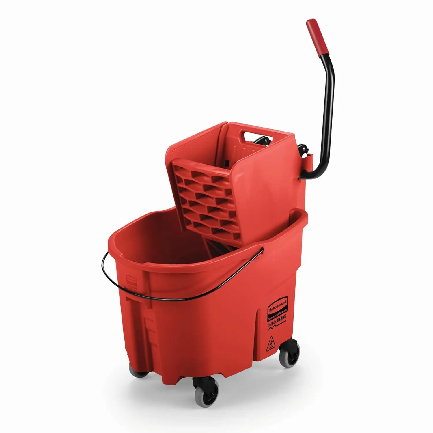 

WaveBrake 35 QT Side Press Mop Bucket and Wringer Combo on Wheels Red for Heavy Duty Floor Cleaning