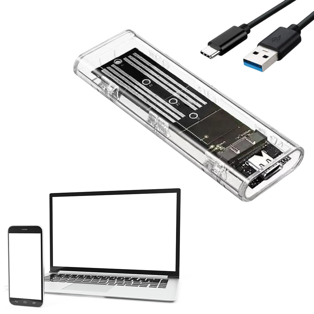 

M.2 NGFF SATA Type C USB 3.1 Коробка для жесткого диска 10 Гбит/с Прозрачный внешний корпус SSD Чехол для жесткого диска для 2230/2242/2260/2280