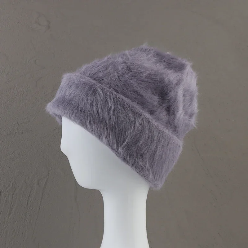2024New Farben Weiche Kaninchen Fell Mützen Winter Hut für Frau Luxus Flauschigen Gestrickte Hut Motorhaube Dame Herbst Winter Warme Skullies kappe – Detail 29
