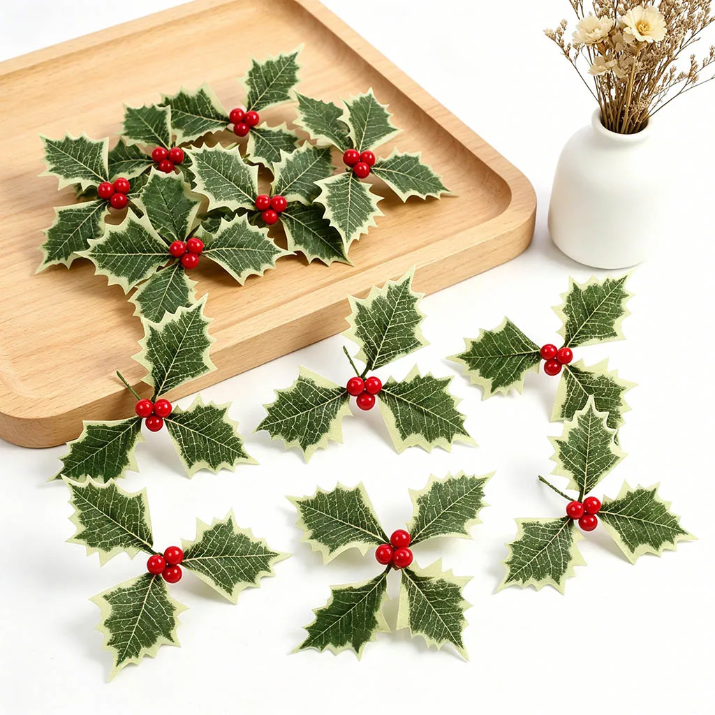 (10 Pcs/pack)Size 13Cm Leaf Berry Berries Artificial Fruit Christmas Tree Party Wreath Accessories