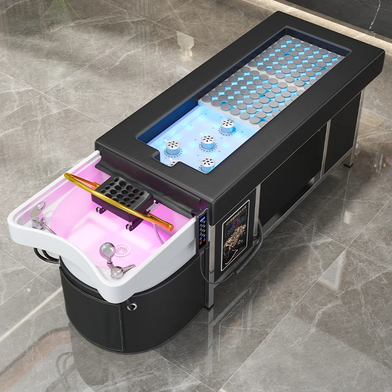 

AA Whole body moxibustion head treatment Shampoo Water circulation fumigation integrated massage bed Special for beauty salons