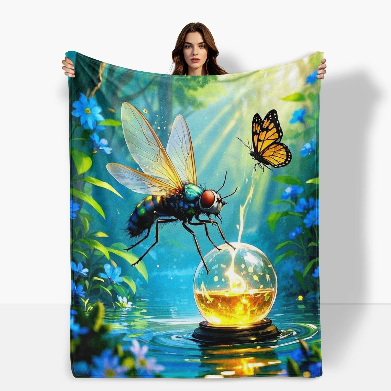 Очаровательное одеяло с дизайном Fly Butterfly и светящимся и током в виде стеклянного шара для уникального домашнего декора