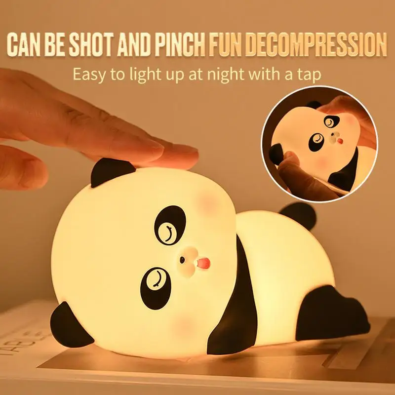 Night Light For Kids Room Rechargeable Panda Night Light Touch Lamp Dimmable Nursery Night Lamp Cute Bedside Lamp For