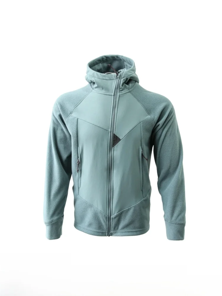 

Thiened Fce Outdoor Climbing Hooded Zipper Cardigan for Men Youth Stand Fit Long Sve Polyester Jaet