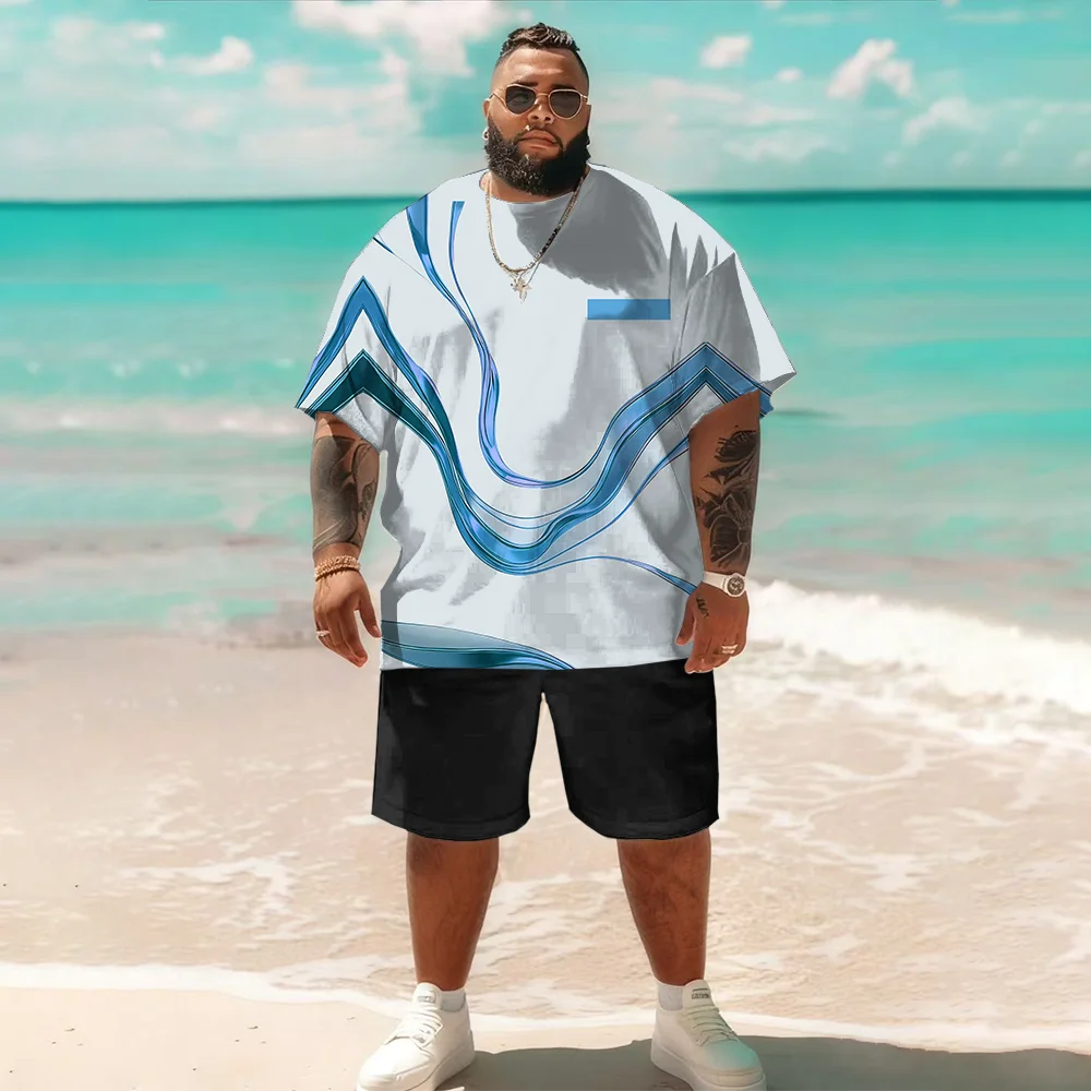 

Мужской комплект с короткими рукавами больших размеров S-9xl: Textured Chic — 2 предмета большого и высокого кроя, мягкая дышащая ткань, гладкое вафельное переплетение,