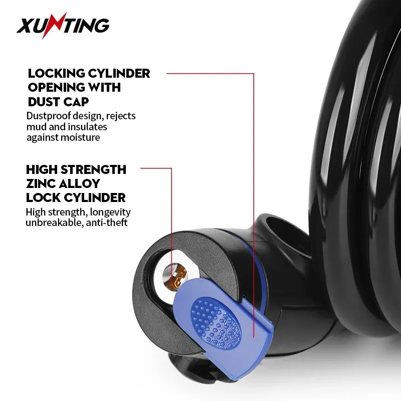 Xunting Steel Wire Metal Bicycle Safety Lock Universal Anti-Theft Bicycle Lock Motorcycle Wire Lock Safety Cable with 2 Keys
