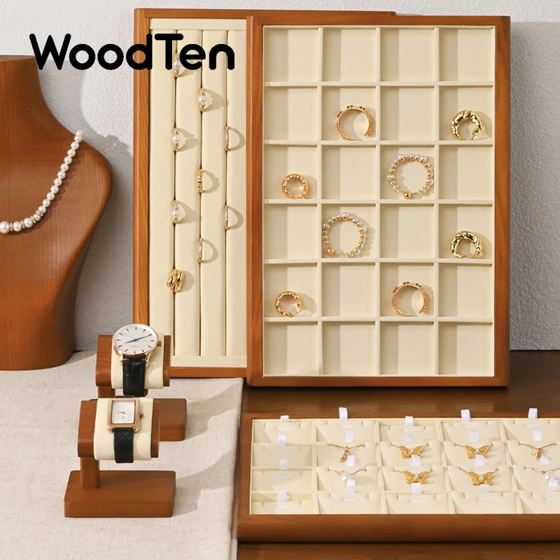 WoodTen Jewelry Tray Wood Jewelry Organizer Ring Earrings Bracelet Pendant Necklace Tray Jewelry Tray Jewelry Display Storage
