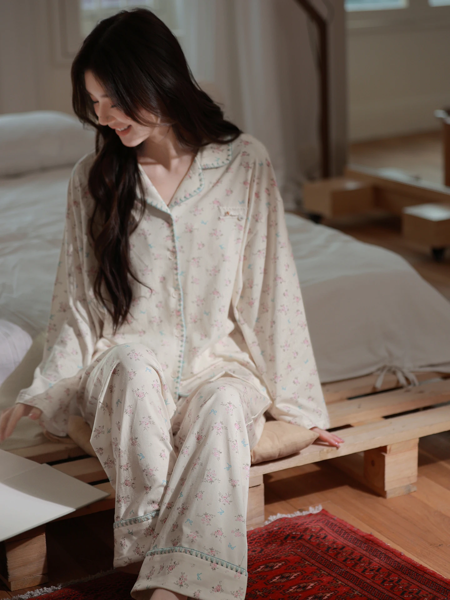 pigiama-in-stile-coreano-princess-mark-abbigliamento-da-casa-in-cotone-per-donna-primavera-autunno-morbido-cotone-puro-con-motivi-floreali