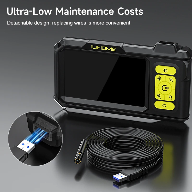 4.3 ''IPS المنظار المزدوج 8 مللي متر كاميرا 1080P 5M كابل صلب انفصال تصميم Borescope مقاوم للماء مع أدوات حقيبة التفتيش الأنابيب