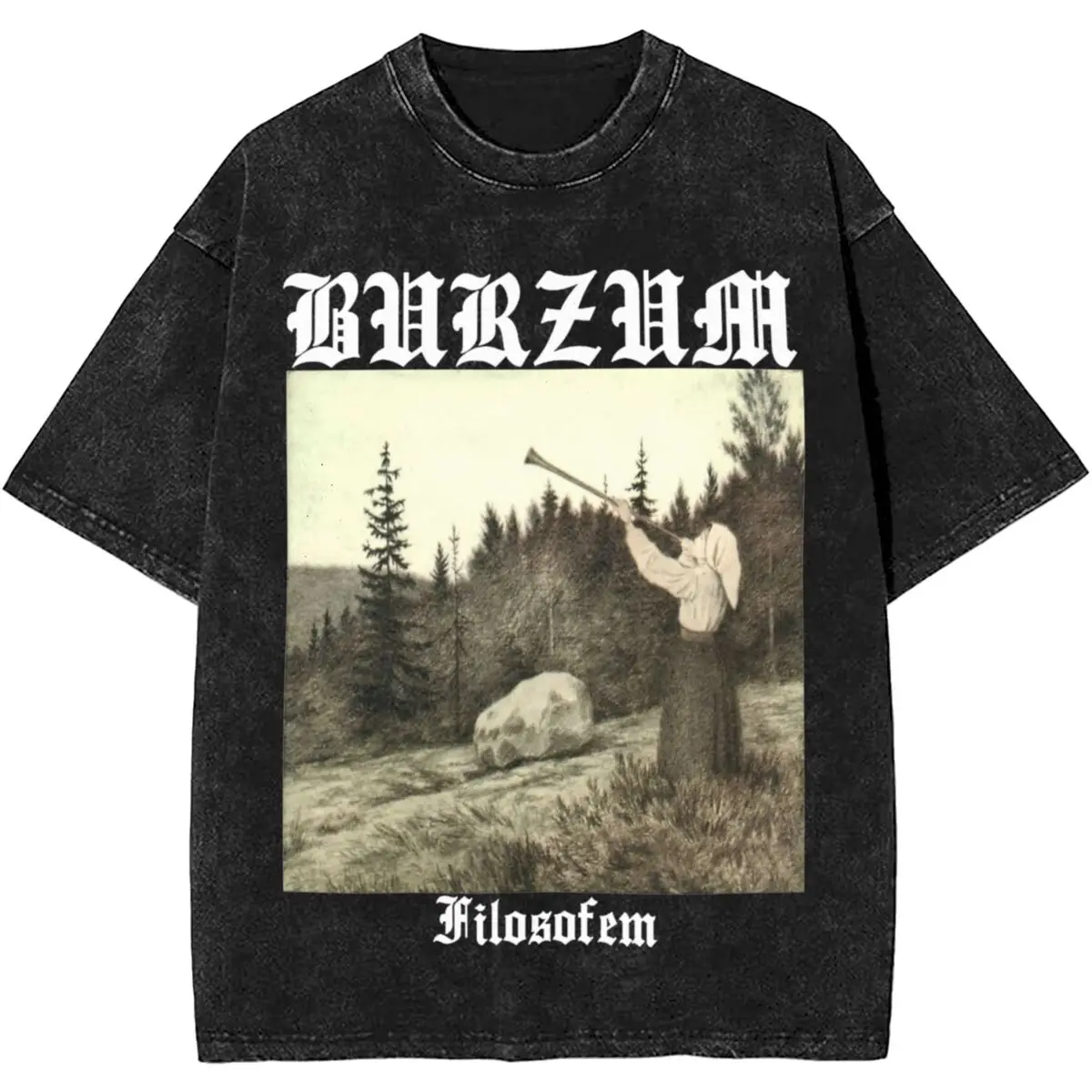 Black Metal Burzum Filosofem T Shirts Hip Hop Washed Short Sleeve Harajuku T-Shirts Fashion Men Women Streetwear Graphic Tees