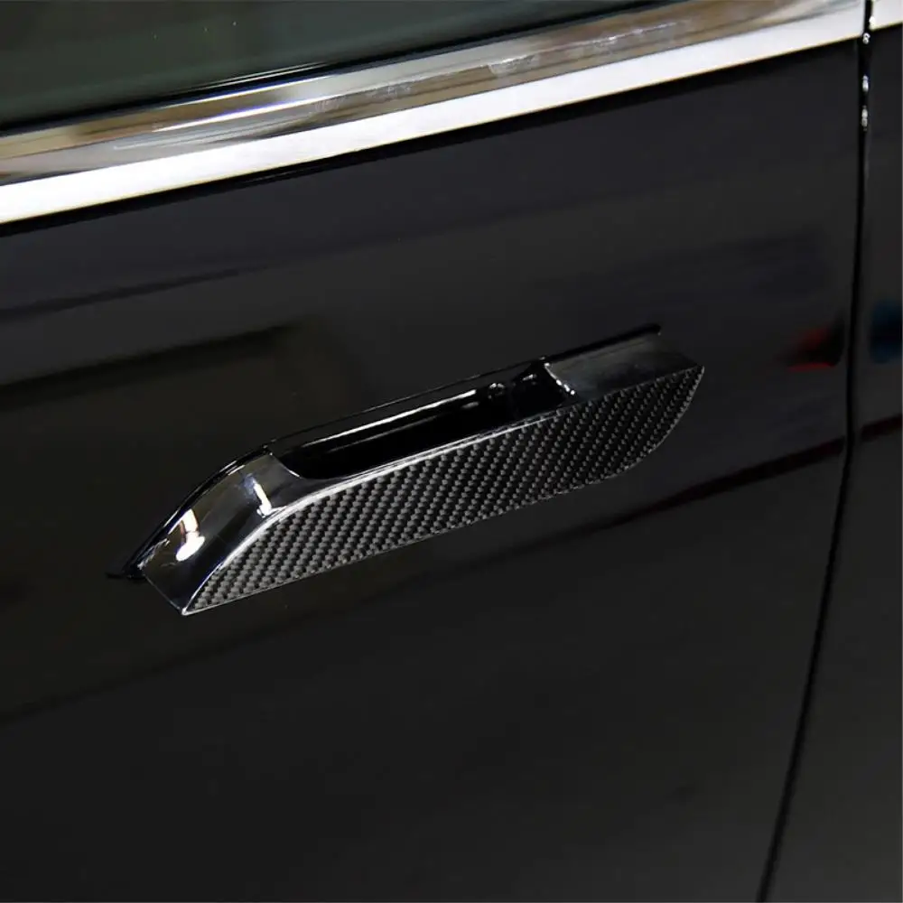 Car Upgrade 4 Pcs Real Carbon Fiber Car Door Handle Covers For Tesla Model S 2014-2019 Exterior Scratch Protector Trim Sticker