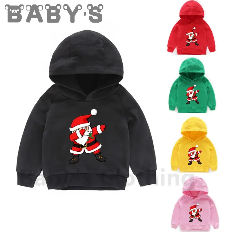 Children Hooded Hoodies Kids Christmas Dabbing Santa Cartoon Sweatshirts Baby Pullover Tops Girls Boys Funny Clothes,KMT5112