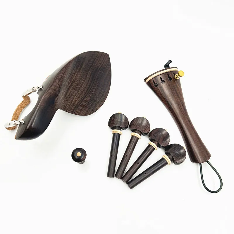 1 set High quality 4/4 violin Natural ebony wood accessories parts fittings,Tailpiece+Tuning pegs+Endpins+Chin rest/Chin Holder