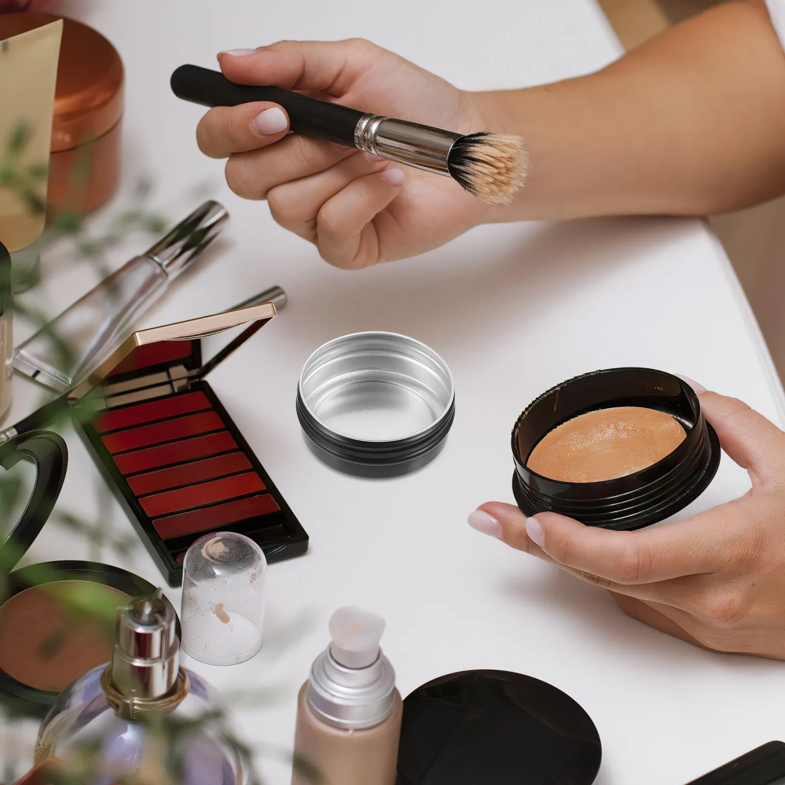 

20 шт. алюминиевых баночек-контейнеров, маленькие коробочки для косметики, портативные дорожные емкости для крема, многоразовые металлические банки