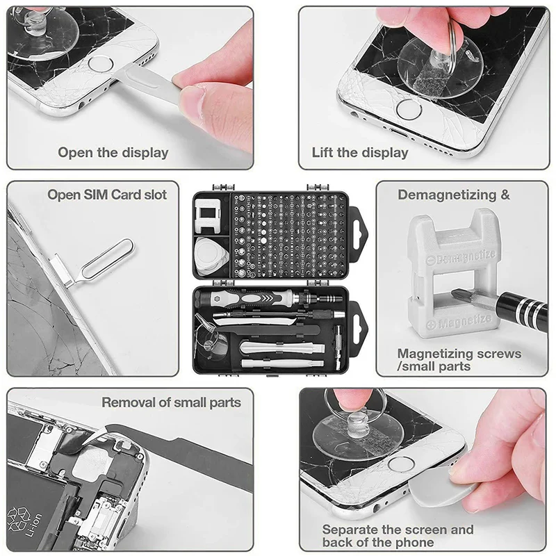 122 in 1 Precision Screwdriver Set Magnetic Drill Bits Phillips Torx Bits Nut Driver Professional Electronic Repair Tools