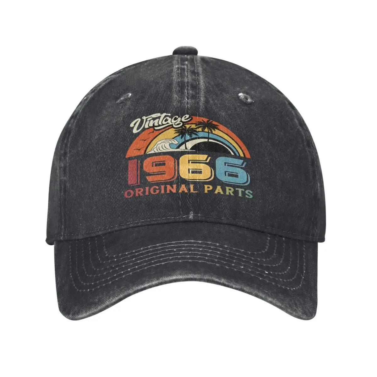 1966 Vintage Retro Rainbow Giant Wave And Palm Tree Baseball Hats Dad Hats Adjustable Baseball Cap for Men Women Cowboy Hat