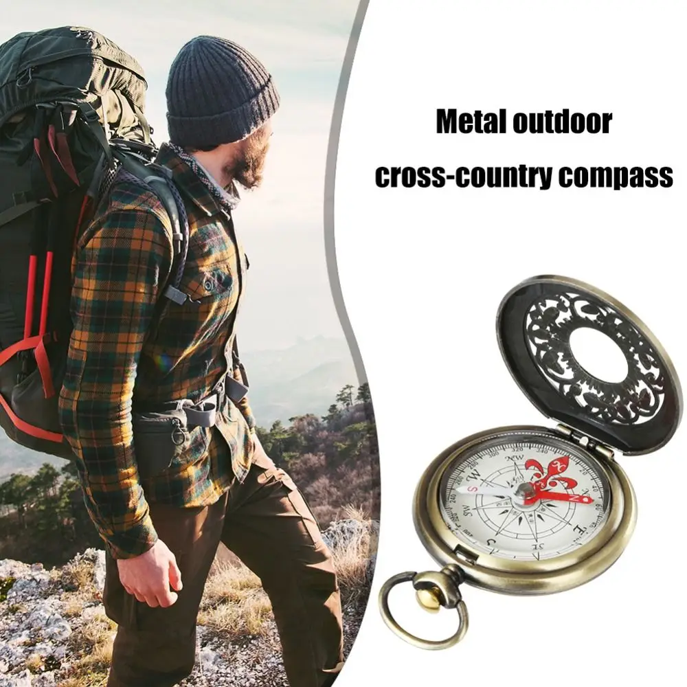 

Retro Gift Pocket Watch Compass Portable Compass Outdoor Hiking Navigation Outdoor Tools Vintage Bronze Compass