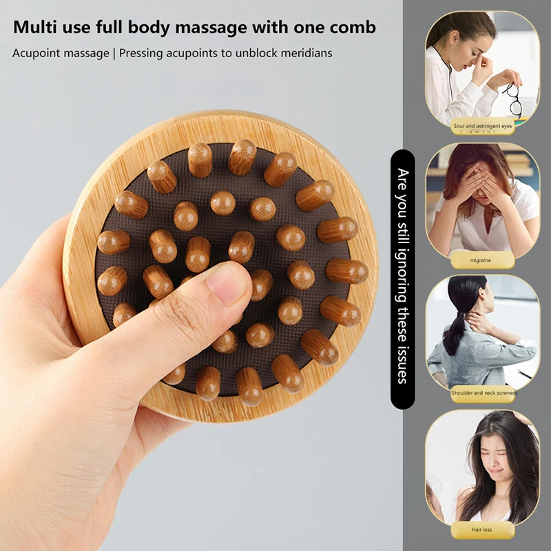 Wood Handheld Meridian Gua Sha Massage Comb Hair Care Shampoo Brush Body Sculpting Massage For Waist Leg Relaxation Tool