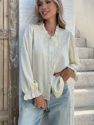 New Elegant embroidery shirts for ladies Fashion Women's blouses with Graceful Design tops blusa mujer