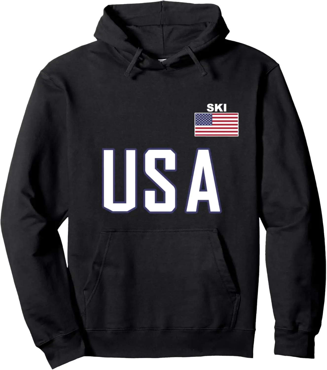 USA Flag Skiing Team Cool Ski Equipment for Skier Men Women Pullover Streetwear Casual Print Original Design Gifts Hoodie