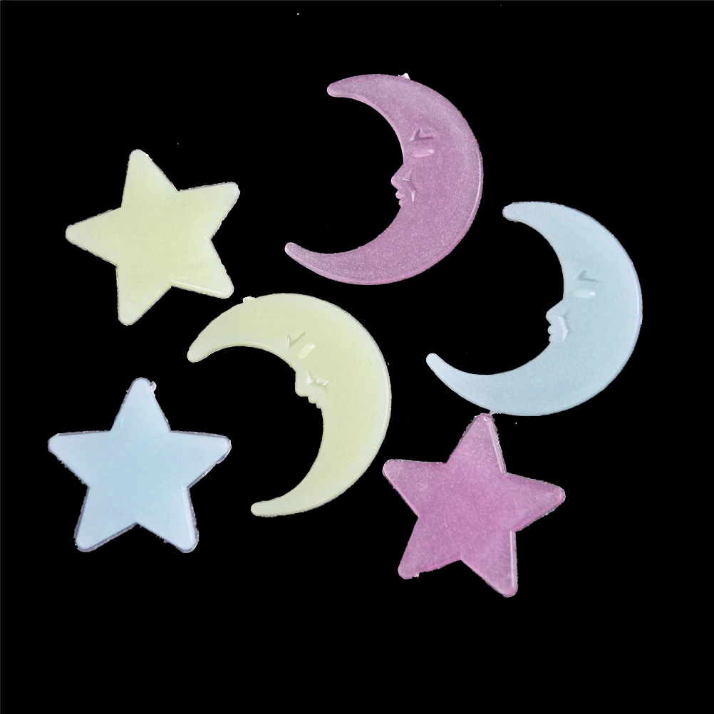 100pcs Shining Star Moon Glowing Wall Stickers Glow In The Dark Toy Home Decor Luminous Adhesive Fluorescence Decal