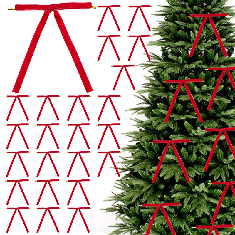 

10Pcs Velvet Bow Christmas Tree Ribbon Xmas Home Decor Wreath Creative DIY Christmas Party Decorations Christmas Tree Ornaments