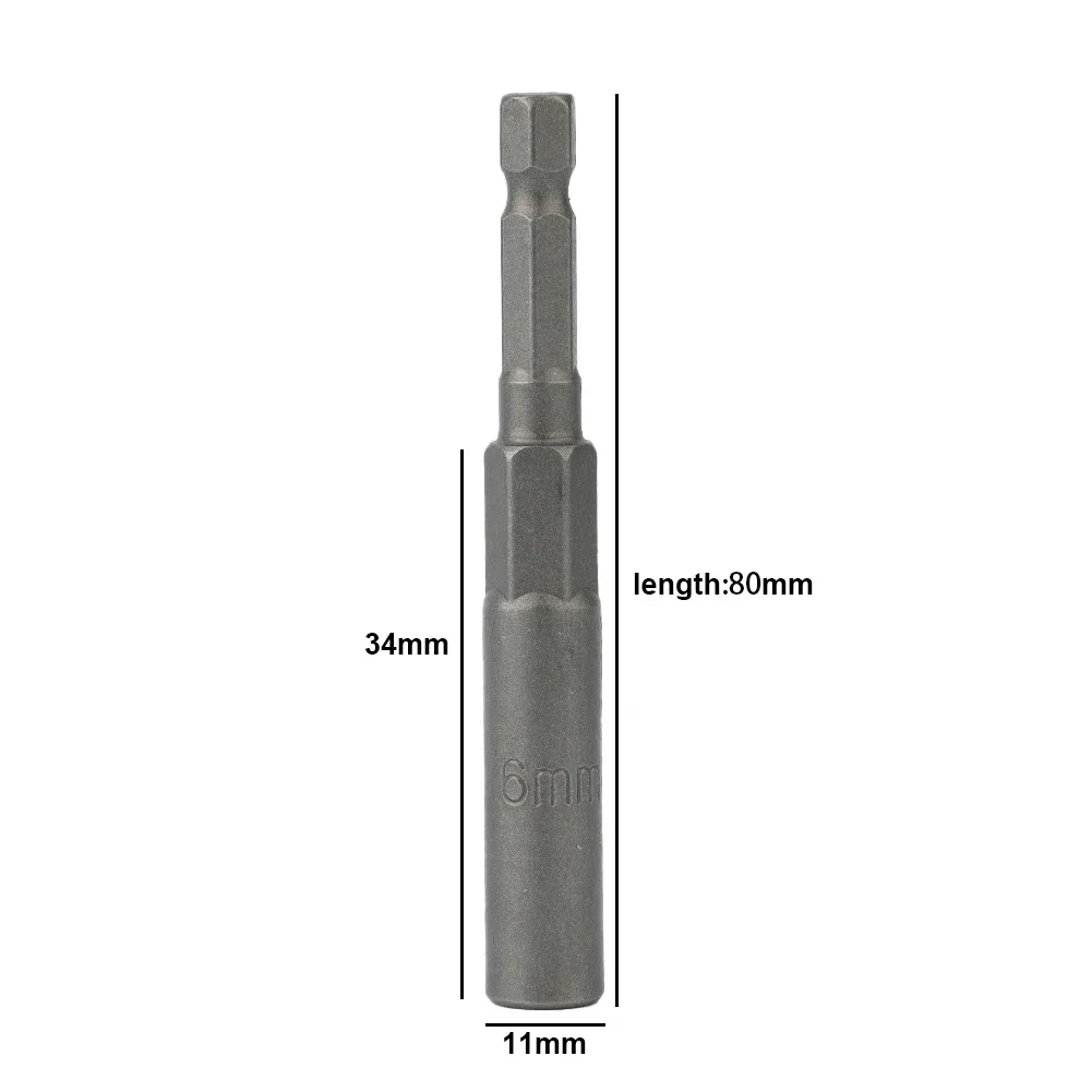 1pc 80mm 1 4    Hex Drive Bit Magnetic Socket Chrome Vanadium Steel 5.5-19mm Socket Adapter Nut Setters For Pneumatic Tool