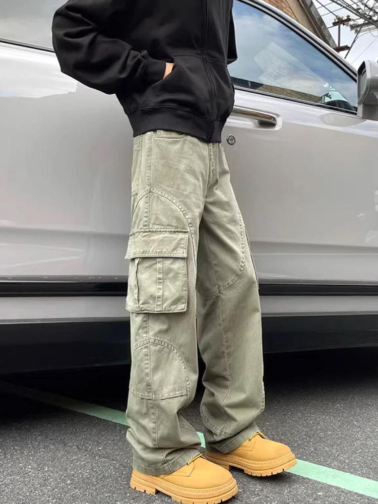 

American Retro Straight Leg Work Pants Men's Autumn Winter Faion Brand Design Multi ket Casual Pants CleanFit
