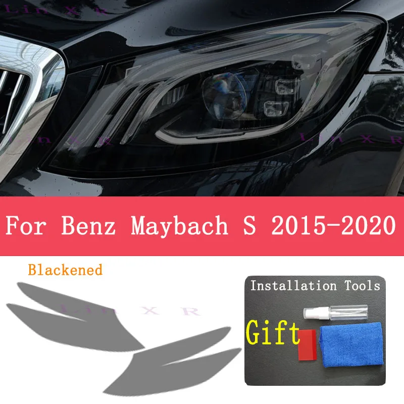 

Для Mercedes Benz Maybach S (2015-2021) ТПУ дымчатая черная световая пленка, аксессуары для модификации, защитная пленка для автомобильных фар