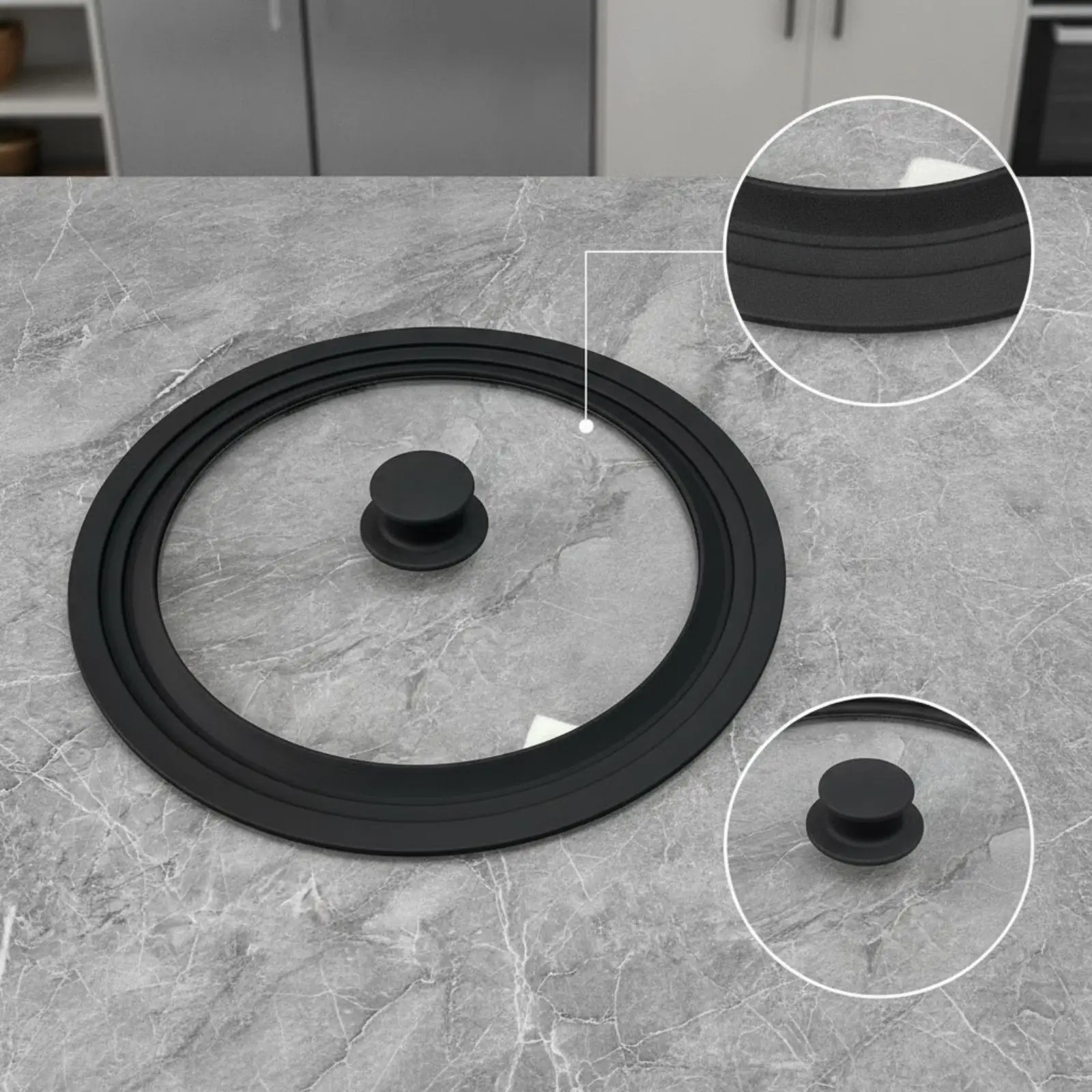 Universal Kitchen Lid Tempered Glass Silicone Edge for Pots Pans Skillets with Steam Vent Heat Resistant Handle Cookware Cover