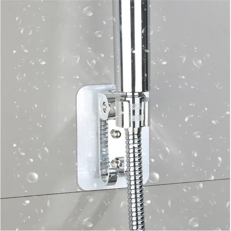 Bathroom Aluminium Shower Head2 Hook Dual Install Self-Adhisive Rustproof Adjustable No Drill Holder