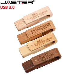 JASTER – clé USB 3.0 rotative en bois, 4/8/16/32 go, personnalisable avec logo gravé au laser, cadeau idéal