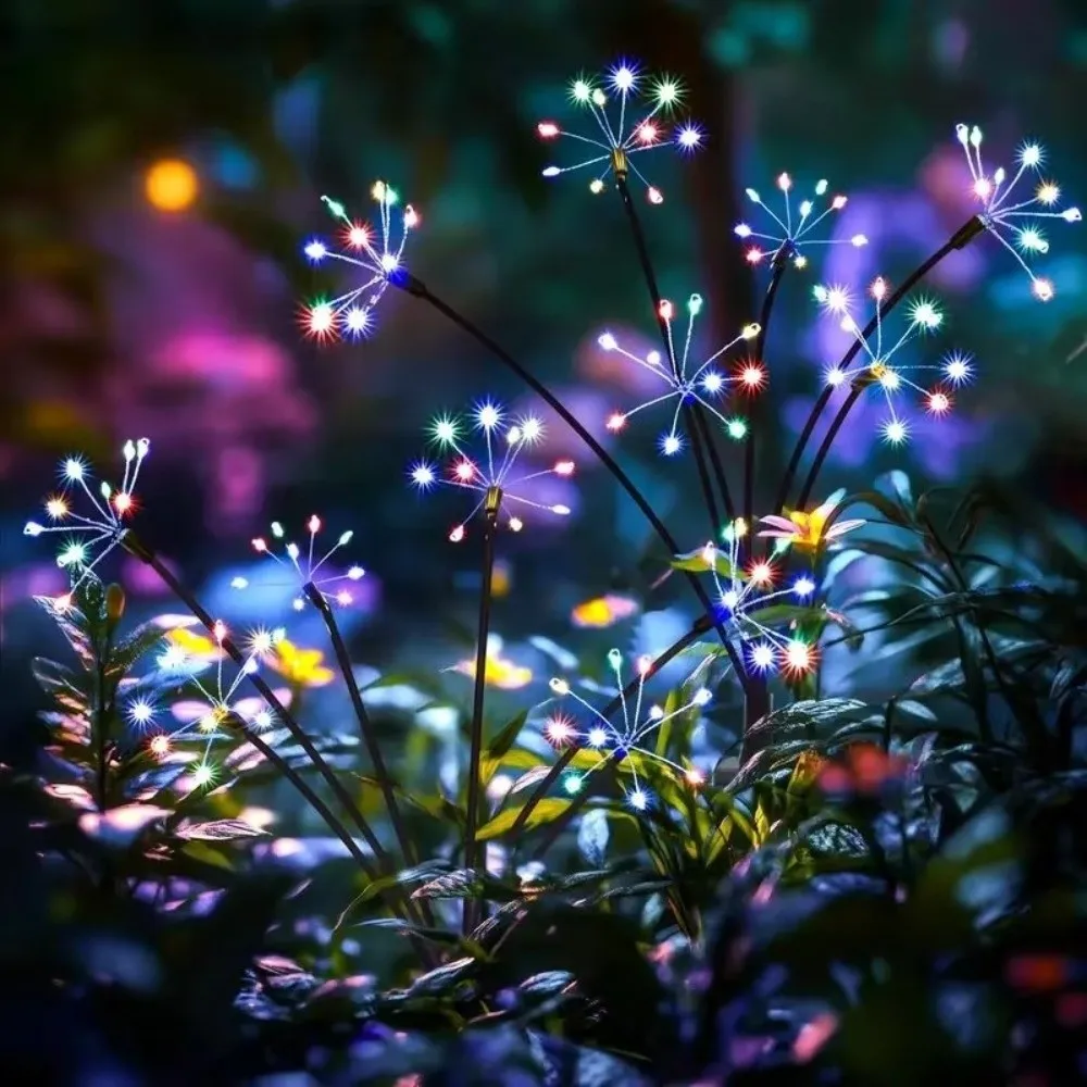 6/810 Heads Solar Light 2 Modes Switching Sparkling Stars Landscape Lighting Ground Mounted Waterproof LED Floral Firework