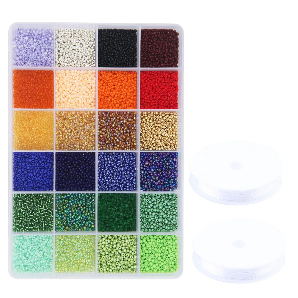 

14400 Pieces Glass Beads Kit for DIY Bracelet Necklace Making Mini Round Bright Colored Jewelry Craft Beads Set Handmade Gifts