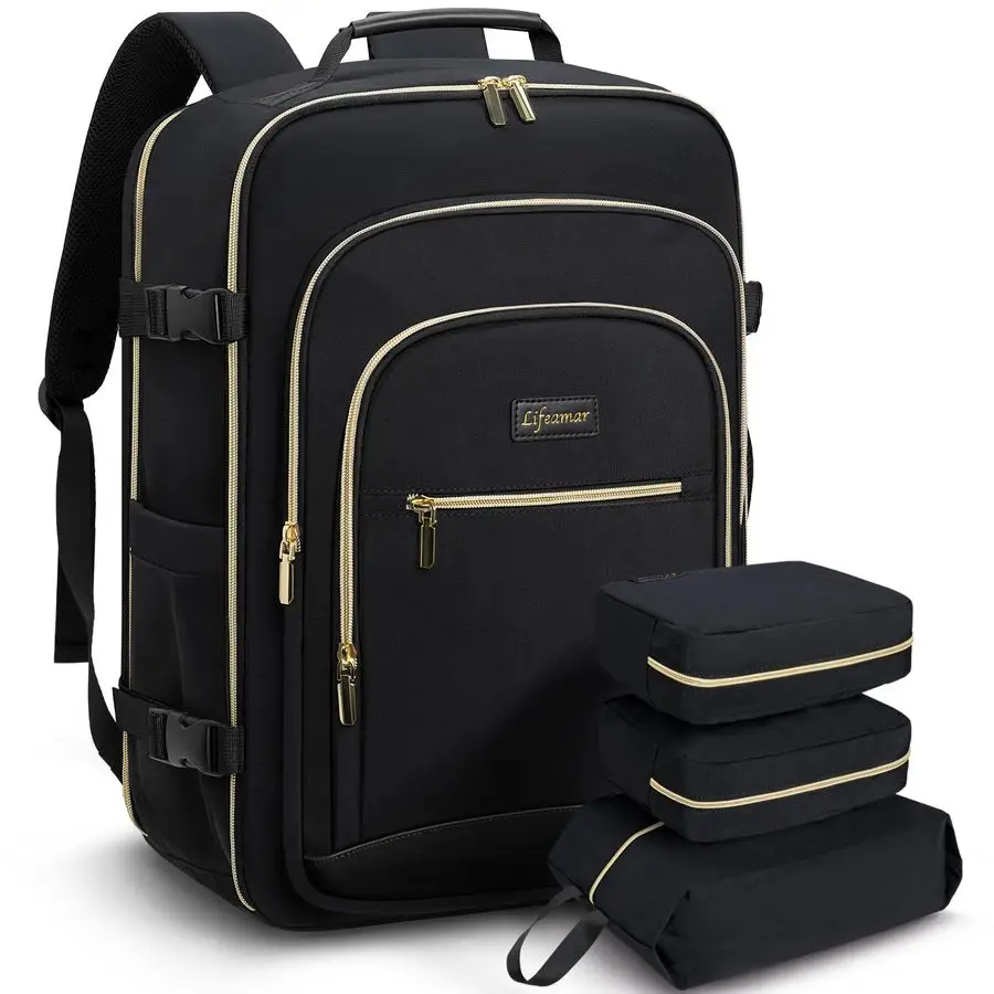 

Travel Backpack for Women, Carry On Bag Flight Approved, Waterproof Backpack with 3 Packing Cubes, Weekender Personal Item Bags