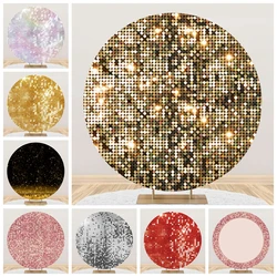 Gold Silver Black Glitter Light Bokeh Round Backdrop Cover Shiny Adult Baby Birthday Party Wedding Circle Photography Background