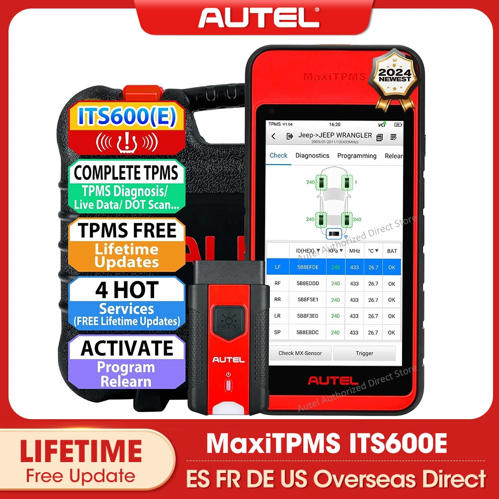 Autel MaxiTPMS ITS600E TPMS Diagnostics Tool, Activate/Read/Relearn All Known TPMS Sensors, Oil SAS BMS EPB Rest, Free Update