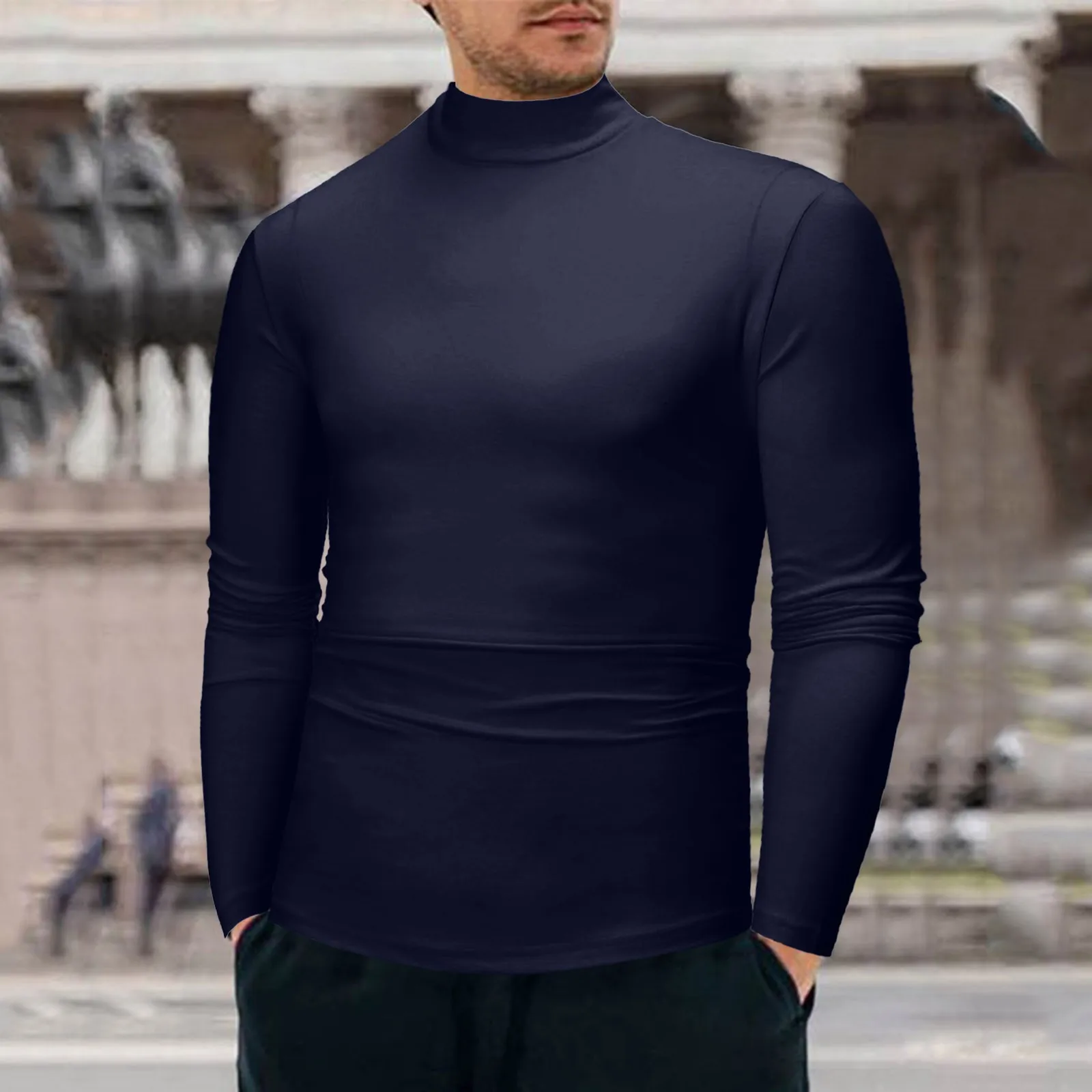 

New Men's handsome half turtleneck bottom shirt, gentle and comfortable, suitable for autumn, spring, senior undershirt